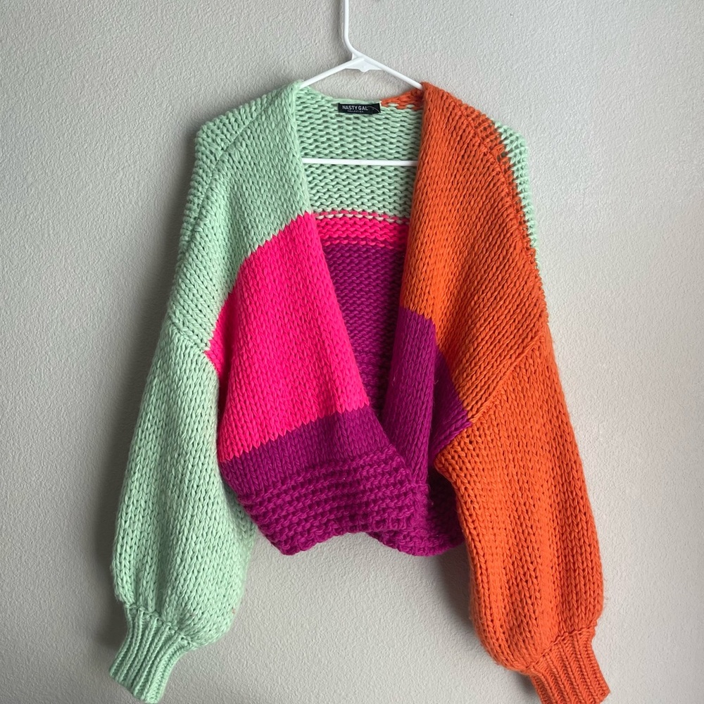 nasty gal multicolor knit cardigan